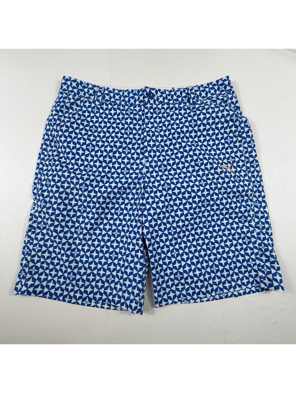 Puma Sportlifestyle Printed Golf Shorts Blue Geometric Star Pattern Size 34